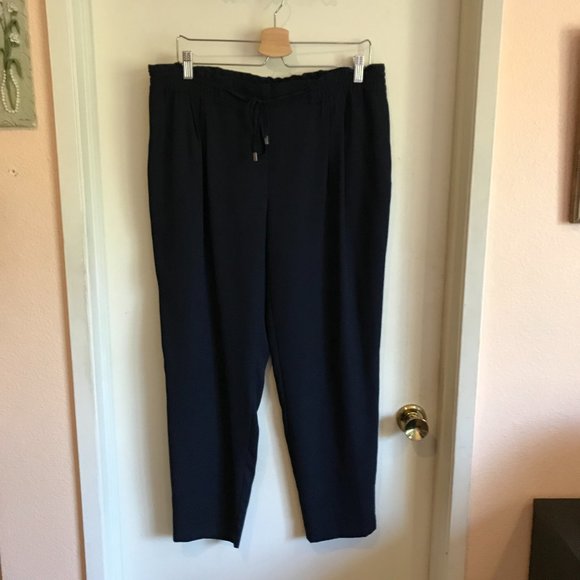Zara Pants - Zara Navy Blue Trousers Pants Elastic Waist XL